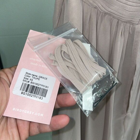 Birdy Grey Grace Taupe Chiffon Convertible Gown XS NWT - Picture 7 of 9